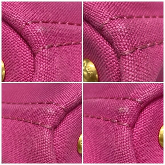Auth PRADA Canapa Pink Canvas Tote Bag - Picture 16 of 16